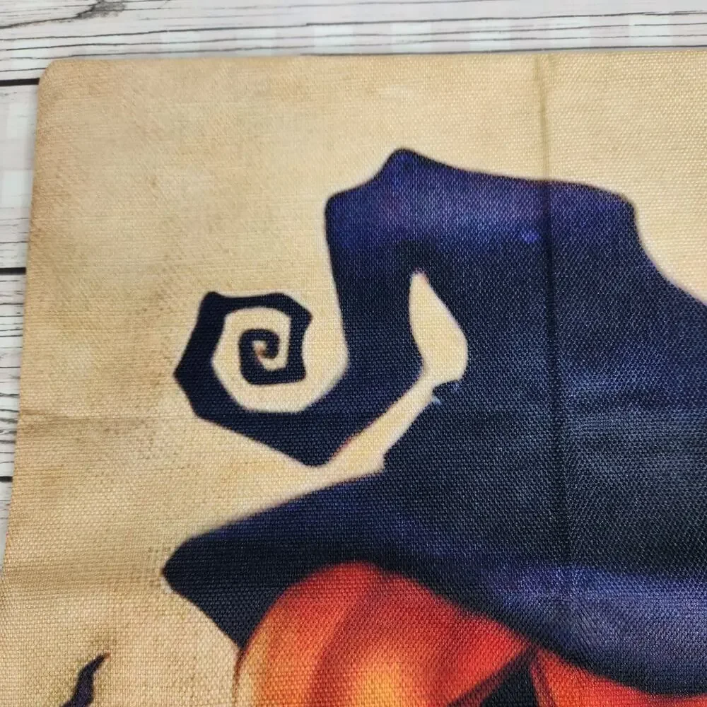 Pumpkin Witch Pillow Case Maple Leaves Zip Closure Halloween